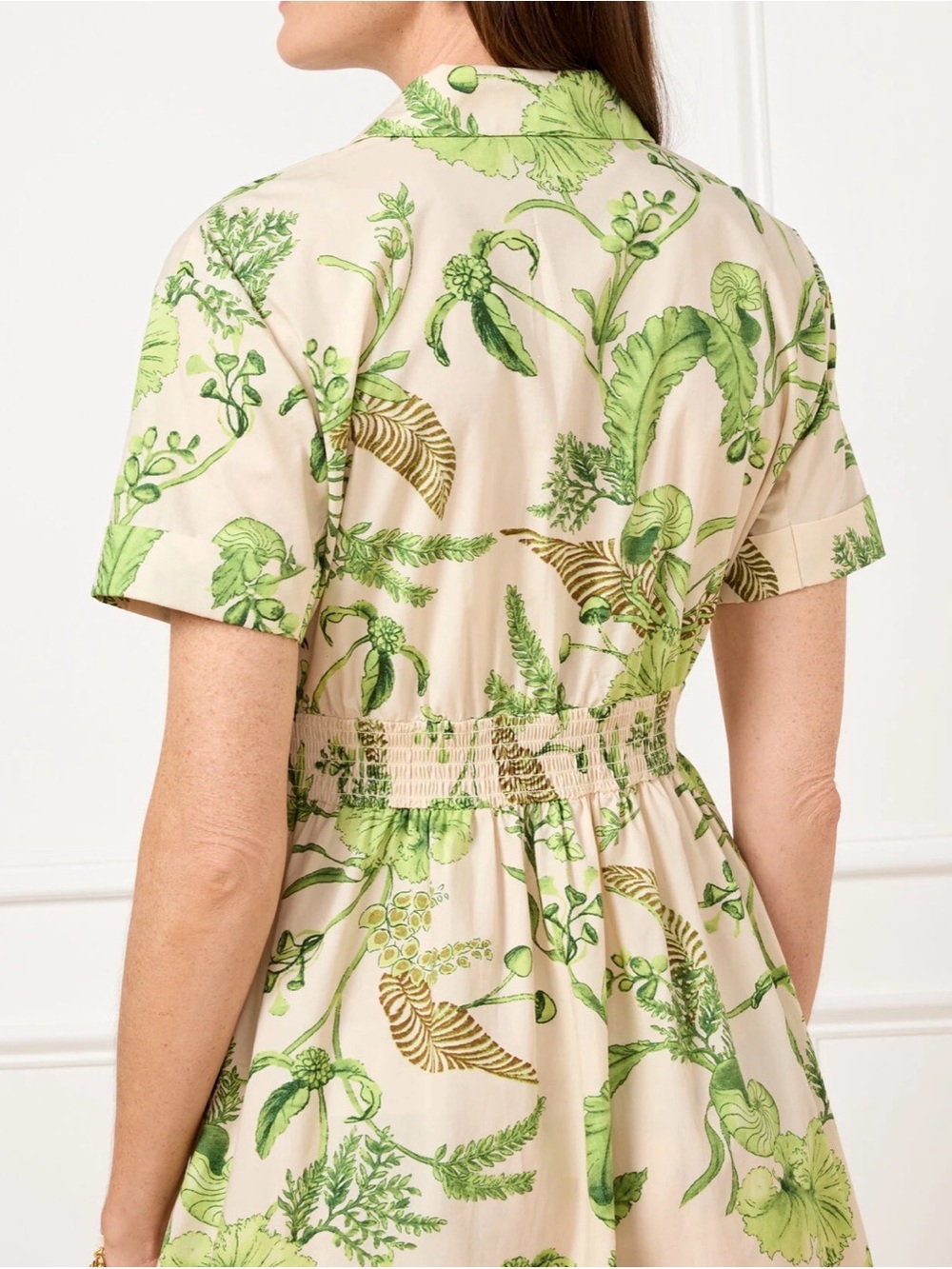 TALBOTS Modern Poplin Smocked Midi Dress size 4 Branching Floral EUC  P252036174 - Picture 15 of 16